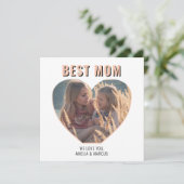Beste Moeder Schattig Hart Foto Moederdag   Feestdagenkaart (Staand voorkant)