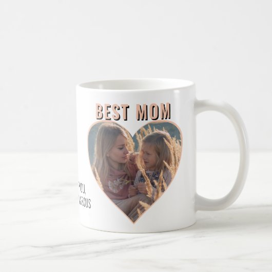 Beste Moeder Schattig Hart Foto Moederdag Koffiemok (Rechts)
