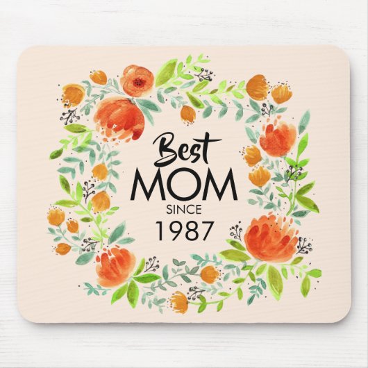 Beste moeder sinds Waterverf Floral Mousepad Muismat (Voorkant)