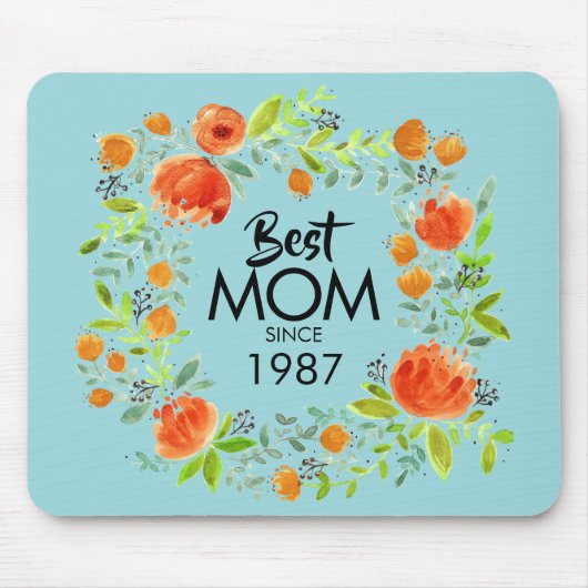Beste moeder sinds Waterverf Floral Mousepad Muismat (Voorkant)