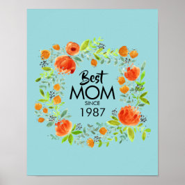 Beste moeder sinds Waterverf Floral Poster Sign