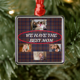 Beste Moeder Tartan Schotse ruit 4 foto's Handgesc Metalen Ornament