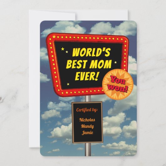 Beste moeder ter wereld (aanpasbaar) kaart (Voorkant)
