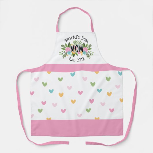 Beste moeder ter wereld Bloemen Harten Moederdag Schort (Voorkant)