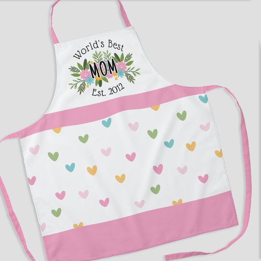 Beste moeder ter wereld Bloemen Harten Moederdag Schort