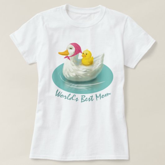 Beste moeder ter wereld - Duck Mam en Baby T-Shirt (Design voorkant)