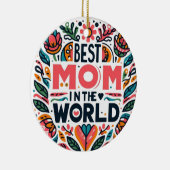 Beste Moeder Ter Wereld Folk Art Bloemstuk Moederd Keramisch Ornament (Rechts)