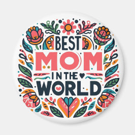 Beste Moeder Ter Wereld Folk Art Bloemstuk Moederd Magneet