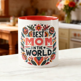 Beste Moeder Ter Wereld Folk Art Bloemstuk Moederd Mok