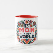Beste Moeder Ter Wereld Folk Art Bloemstuk Moederd Mok (Midden)