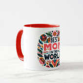 Beste Moeder Ter Wereld Folk Art Bloemstuk Moederd Mok (Voorkant links)