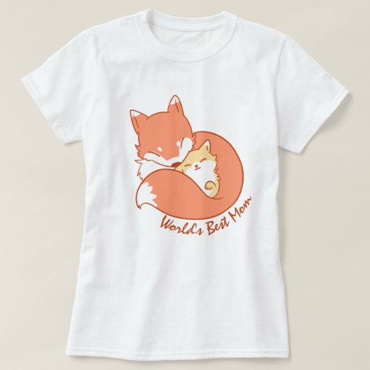Beste moeder ter wereld - Fox Mam en Baby T-Shirt (Design voorkant)