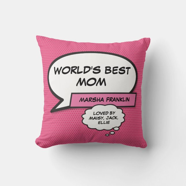 Beste Moeder ter Wereld Modern Roze Pret Kussen (Voorkant)