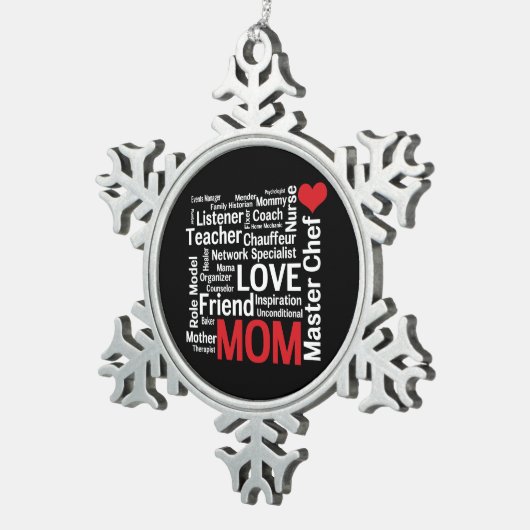 Beste moeder ter wereld - Moederdag of verjaardag Tin Sneeuwvlok Ornament (Rechts)