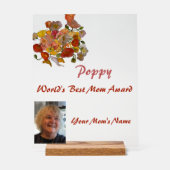 Beste moeder ter wereld Poppy Award Acryl Bord (Voorkant)