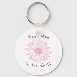 Beste Moeder Ter Wereld Roze Bloem Sleutelhanger