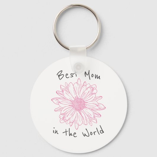 Beste Moeder Ter Wereld Roze Bloem Sleutelhanger (Voorkant)