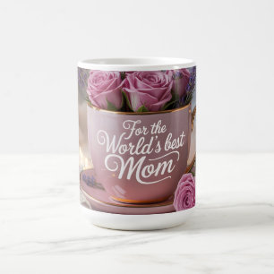 Beste Moeder ter Wereld: Roze Theekopje Gevuld met Koffiemok