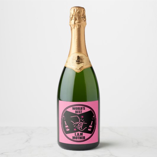 Beste moeder ter wereld sparkling wijnetiket (Voorkant)