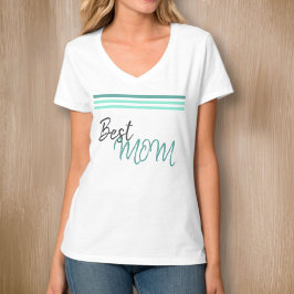 Beste Moeder Trendy Script Stripe Moederdag T-shirt