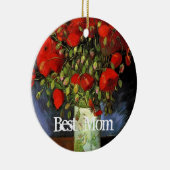 Beste moeder, vaas met rode klaprozen keramisch ornament (Rechts)