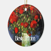Beste moeder, vaas met rode klaprozen keramisch ornament (Links)