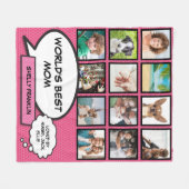 Beste Moeder van de Wereld 12 Foto Collage Roze Fleece Deken (Voorkant (Horizontaal))