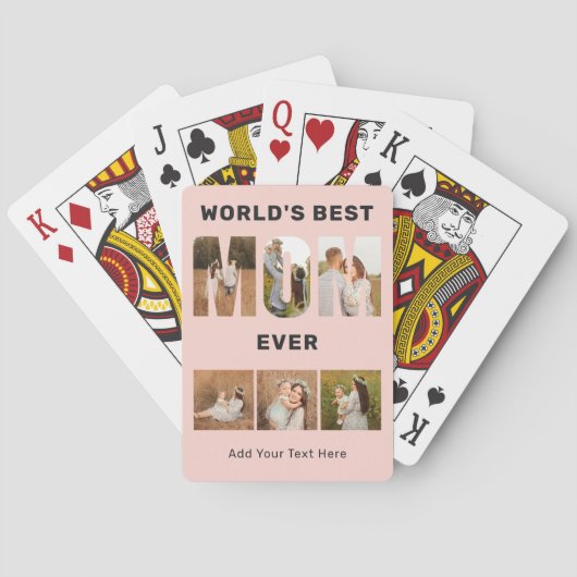Beste Moeder van de Wereld Aangepaste 6 Foto Roze Pokerkaarten (Achterkant)