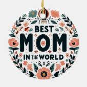 Beste Moeder van de Wereld - Bloemenkrans Keramisch Ornament (Achterkant)