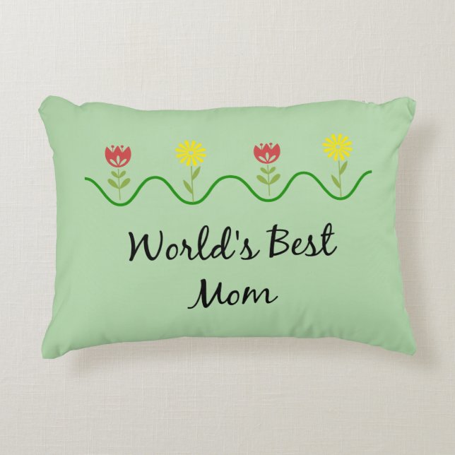 "Beste moeder van de wereld" grafisch bloemendesig Accent Kussen (Voorkant)