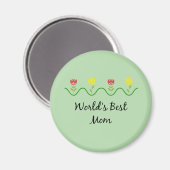 "Beste moeder van de wereld" grafische bloemendesi Magneet (Voorkant / Achterkant)