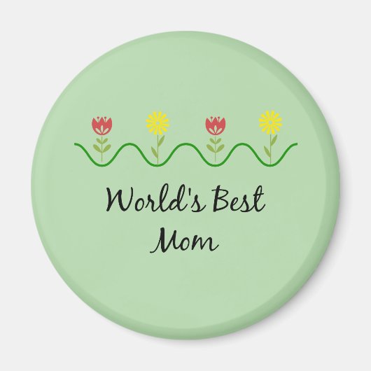 "Beste moeder van de wereld" grafische bloemendesi Magneet (Voorkant)