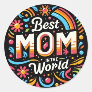 Beste Moeder van de Wereld - Levendig Bloemmotief Ronde Sticker