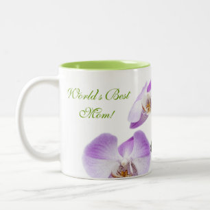 Beste Moeder van de Wereld Paarse Orchidee Tweekleurige Koffiemok