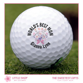 Beste Moeder van de Wereld Roze Bloem Geborduurd Golfballen