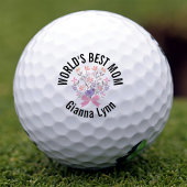 Beste Moeder van de Wereld Roze Bloem Geborduurd Golfballen