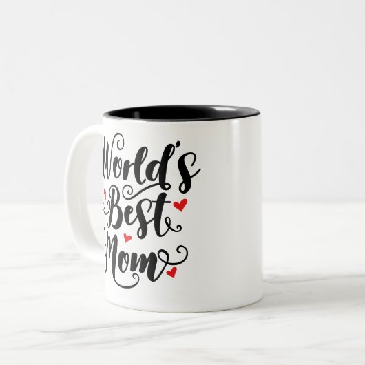 Beste moeder van de wereld tweekleurige koffiemok (Voorkant links)