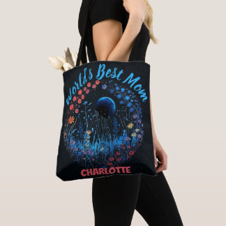 Beste Moeder van de Wereld Whimsical Wilde Bloemen Tote Bag