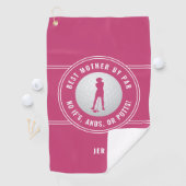 Beste moeder van Par Funny Putts Dames Golfer Pink Golfhanddoek (Insitu)