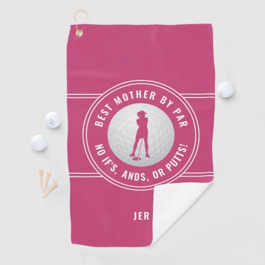 Beste moeder van Par Funny Putts Dames Golfer Pink Golfhanddoek (Insitu)