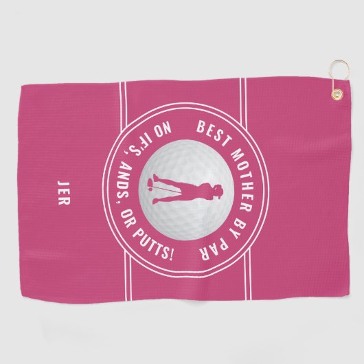Beste moeder van Par Funny Putts Dames Golfer Pink Golfhanddoek (Horizontaal)
