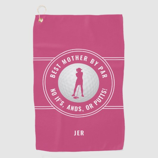 Beste moeder van Par Funny Putts Dames Golfer Pink Golfhanddoek (Voorkant)