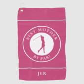 Beste moeder van Par Golfer Monogramed Sportroze Golfhanddoek (Voorkant)