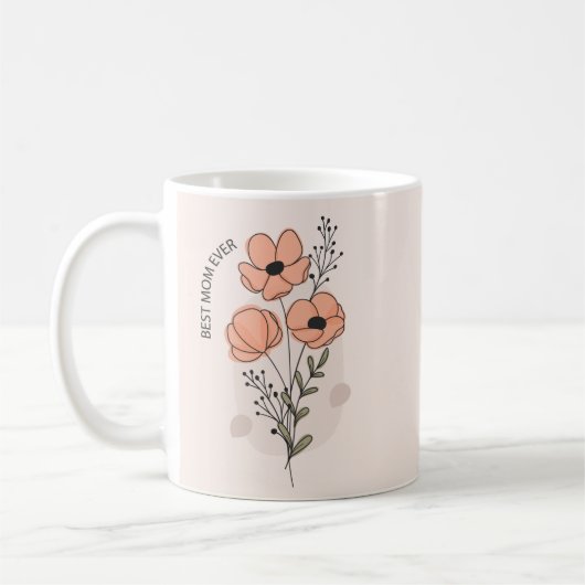 Beste Moeder Voedingsfeiten Mok- Bloemenpapaver Koffiemok (Links)