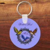 Beste moeder vogels op bloemenkrans sleutelhanger (Voorkant)