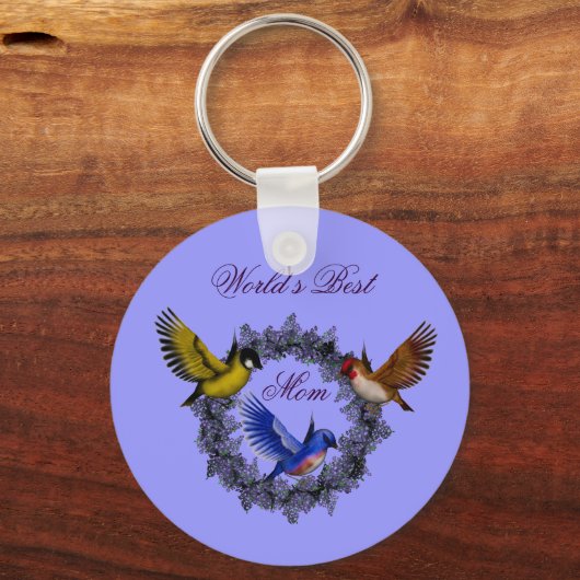 Beste moeder vogels op bloemenkrans sleutelhanger (Voorkant)