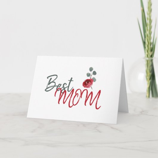 Beste Moeder Waterverf Rode Roos Bloem Moederdag Kaart (Voorkant)