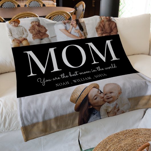 Beste moeder zwart-wit 4 foto fleece deken