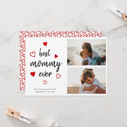 Beste Moederdag van mammie Red Heart foto Collage Kaart (Voorkant / Achterkant in situ)
