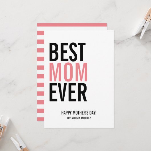 Beste Moederdag voor mama Kaart (Voorkant / Achterkant in situ)